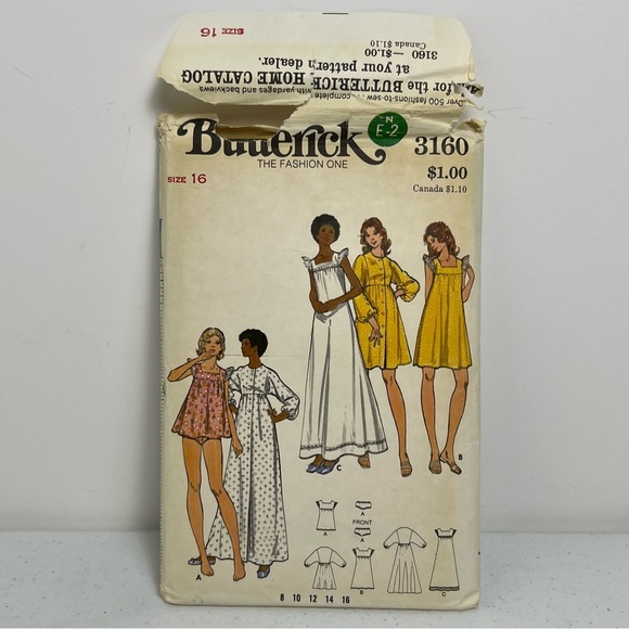 Vtg 70s Butterick Womens Sewing Pattern Pajama Robe Lingerie sz 16 Uncut - Picture 1 of 5